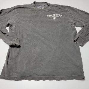 US Vintage Island Spirit Jersey Women XL Sweater Destin Flordia Grey Long Sleeve